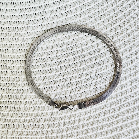 Sun Stone Imports Italy Jewelry - VTG Chunky 925 Italian Sterling Silver Herringbon Bracelet  7.5 inches  7.31g TW